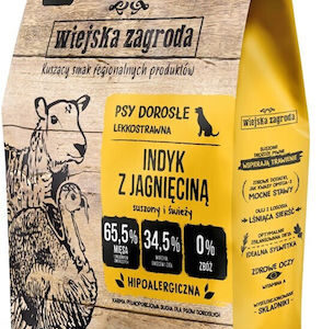 Wiejska Zagroda 2kg Ξηρά Τροφή χωρίς Σιτηρά & Γλουτένη για Ενήλικους Σκύλους με Γαλοπούλα και Αρνί