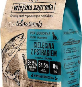 Wiejska Zagroda 9kg Ξηρά Τροφή χωρίς Σιτηρά & Γλουτένη για Ενήλικους Σκύλους με Μοσχάρι και Πέστροφα