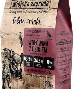 Wiejska Zagroda Beef 20kg Ξηρά Τροφή χωρίς Σιτηρά & Γλουτένη για Ενήλικους Σκύλους Μεγαλόσωμων Φυλών με Βοδινό και Αγριογούρουνο