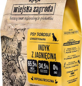 Wiejska Zagroda 9kg Ξηρά Τροφή Σκύλων Μεσαίων Φυλών χωρίς Σιτηρά με Γαλοπούλα και Αρνί