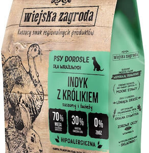 Wiejska Zagroda 9kg Ξηρά Τροφή χωρίς Σιτηρά & Γλουτένη για Ενήλικους Σκύλους με Γαλοπούλα, Κουνέλι και Λαγό