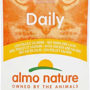 Almo Nature Daily Υγρή Τροφή για Ενήλικες Γάτες σε Φακελάκι με Κοτόπουλο και Σολομό 70gr