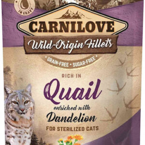 Carnilove Wild-Origin Fillets Υγρή Τροφή για Ενήλικες Γάτες σε Φακελάκι με Ορτύκι χωρίς Σιτηρά 85gr 020-0845