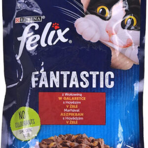 Purina Felix Fantastic Υγρή Τροφή για Ενήλικες Γάτες σε Φακελάκι με Βοδινό 100gr