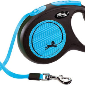 Flexi Πτυσσόμενο Λουρί/Οδηγός Σκύλου Ιμάντας New Neon Μπλε σε Μπλε χρώμα 5m έως 15kg