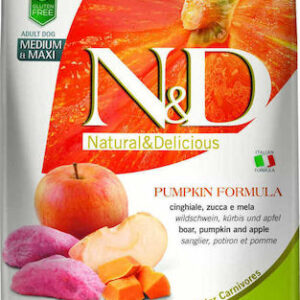 Farmina N&D Pumpkin Medium & Maxi 12kg Ξηρά Τροφή χωρίς Σιτηρά για Ενήλικους Σκύλους Μεσαίων & Μεγαλόσωμων Φυλών με Χοιρινό και Κολοκύθα