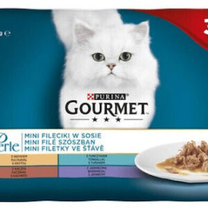 Purina Gourmet Perle Υγρή Τροφή για Ενήλικες Γάτες σε Φακελάκι με Αρνί, Γαλοπούλα, Πάπια και Τόνο 4x85gr