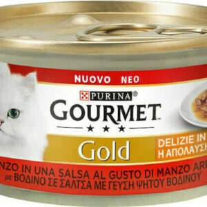 Purina Gourmet Gold Υγρή Τροφή για Ενήλικες Γάτες σε Κονσέρβα με Βοδινό χωρίς Γλουτένη 85gr