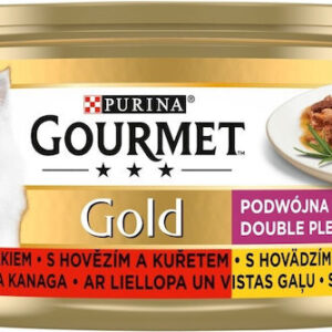 Purina Gourmet Gold Υγρή Τροφή για Ενήλικες Γάτες σε Κονσέρβα με Βοδινό και Κοτόπουλο 85gr
