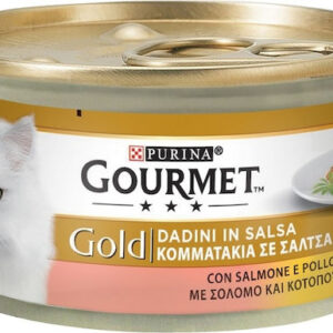 Purina Gourmet Gold Υγρή Τροφή για Ενήλικες Γάτες σε Κονσέρβα με Κοτόπουλο και Σολομό 85gr 012301