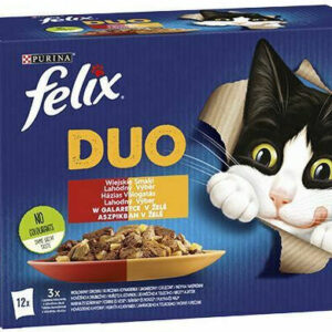 Purina Felix Duo Υγρή Τροφή για Γάτες σε Φακελάκι με Αρνί, Γαλοπούλα, Κοτόπουλο και Συκώτι 12x85gr