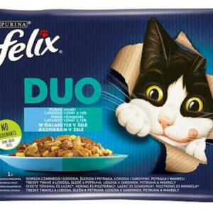 Purina Felix Duo Υγρή Τροφή για Γάτες σε Φακελάκι με Πέστροφα, Σαρδέλα και Σολομό 4x85gr