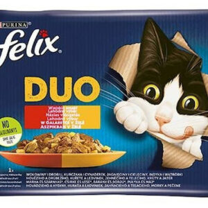 Purina Felix Duo Υγρή Τροφή για Γάτες σε Φακελάκι με Αρνί, Γαλοπούλα, Κοτόπουλο, Πουλερικά και Συκώτι 4x85gr