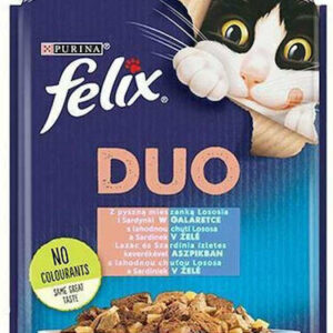 Purina Felix Duo Υγρή Τροφή για Γάτες σε Φακελάκι με Σολομό και Τσιπούρα 85gr DLZPUIKMK0074