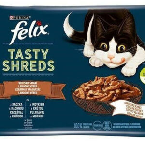 Purina Felix Tasty Shreds Υγρή Τροφή για Ενήλικες Γάτες σε Φακελάκι με Γαλοπούλα και Πάπια 4x80gr DLZPUIKMK0087