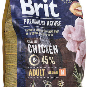 Brit Premium By Nature Adult Medium 3kg Ξηρά Τροφή χωρίς Γλουτένη για Ενήλικους Σκύλους Μεσαίων Φυλών με Κοτόπουλο