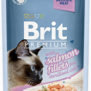 Brit Premium Gravy Υγρή Τροφή για Ενήλικες Γάτες σε Φακελάκι με Σολομό χωρίς Γλουτένη 85gr