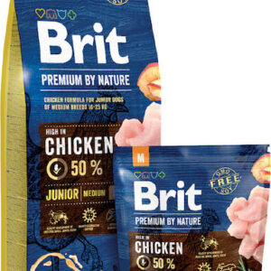 Brit Premium by Nature Junior Medium 3kg Ξηρά Τροφή χωρίς Γλουτένη για Κουτάβια Μεσαίων Φυλών με Κοτόπουλο