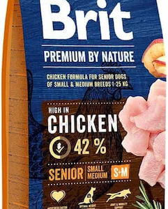 Brit Premium by Nature Senior Small/Medium 15kg Ξηρά Τροφή για Ηλικιωμένους Σκύλους Μικρόσωμων & Μεσαίων Φυλών με Καλαμπόκι και Κοτόπουλο