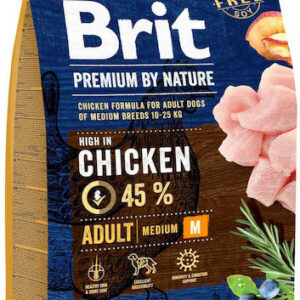 Brit Premium By Nature Adult Medium 8kg Ξηρά Τροφή χωρίς Γλουτένη για Ενήλικους Σκύλους Μεσαίων Φυλών με Κοτόπουλο