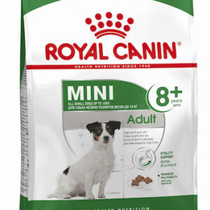 Royal Canin Mini Adult 8+ 2kg Ξηρά Τροφή χωρίς Γλουτένη για Ενήλικους Σκύλους Μικρόσωμων Φυλών με Καλαμπόκι, Πουλερικά και Ρύζι