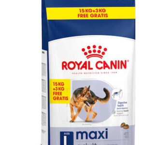 Royal Canin Maxi Adult 18kg Ξηρά Τροφή χωρίς Γλουτένη για Ενήλικους Σκύλους Μεγαλόσωμων Φυλών με Πουλερικά, Ρύζι, Καλαμπόκι, Σιτάρι και Χοιρινό