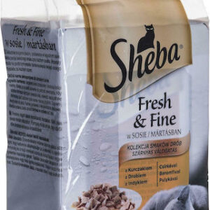 Sheba Fresh & Fine Mini Υγρή Τροφή για Ενήλικες Γάτες σε Φακελάκι με Κοτόπουλο 6x50gr