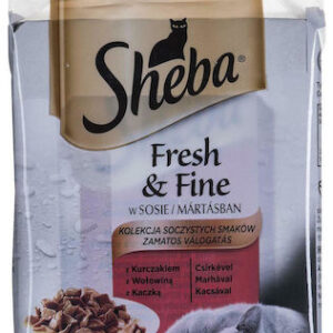 Sheba Fresh & Fine Mini Υγρή Τροφή για Ενήλικες Γάτες σε Φακελάκι με Κρέας 6x50gr