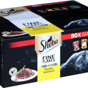 Sheba Fine Flakes Poultry Selection Υγρή Τροφή για Ενήλικες Γάτες σε Φακελάκι με Πουλερικά 80x85gr